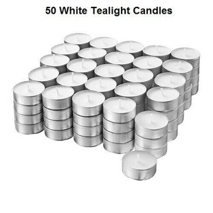 50pcs Candles White Unscented Smokeless Wax Tea Light 6g