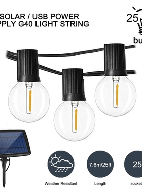 Globe Solar String Lights G40 LED Bulbs Decorative Outdoor G
