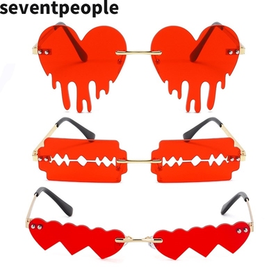 2020 Small Rimless Heart Sunglasses Women Fashion Brand Des