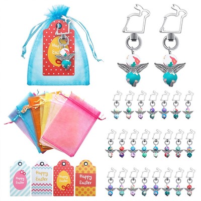 24Pcs Angel Keychain Favor Easter Rabbit Keyring Set Easter