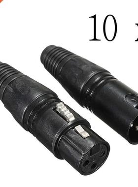 10 Pair 3 Pin Male Female Audio XLR Cable Connector Male Plu