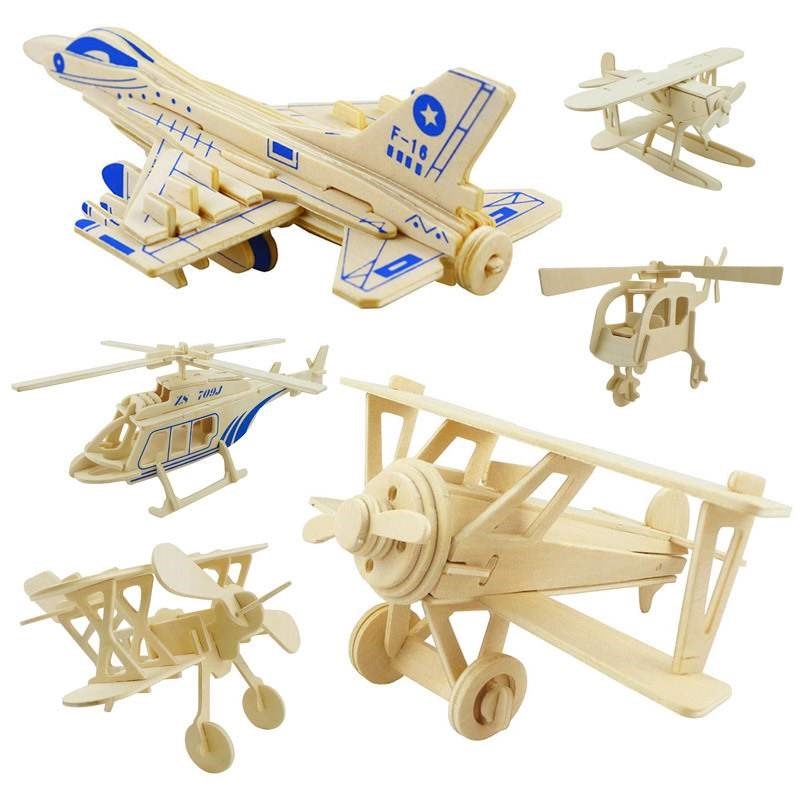 DIY 3D Wooden Puzzle Toys Assembly Model Toys Plane Merry