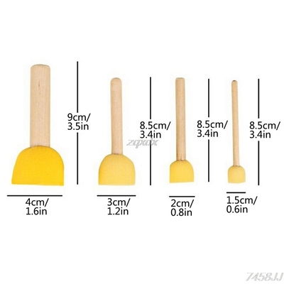 Round Sponge Brush with Wood Handle Art Graffiti Painting To