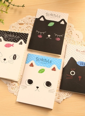 2PCS Office Stationery Cute Cat Notebook Students Diary Filo