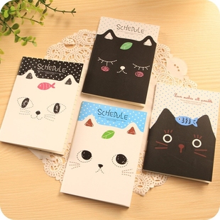 2PCS Office Stationery Cute Cat Notebook Students Diary Filo