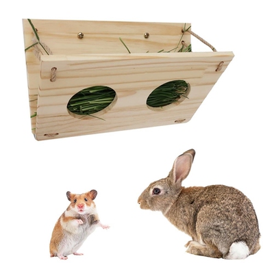 Rabbit Hay Feeder Rack Wooden Grass Feeding Shelf Folding H