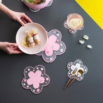 Coffee Cup Coaster Mat Cherry Blossom Heat Insulation Table