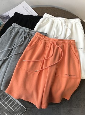 Summer High Waist Wide Leg Short Pants Women black Knee Leng