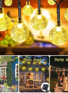LED Solar Fairy Light Crystal Ball Outdoor 8 Lighting Modes
