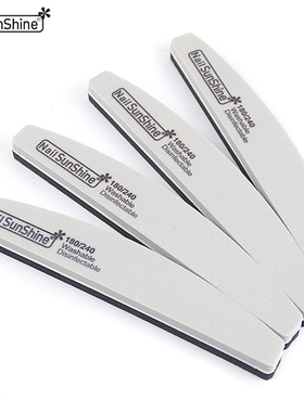 10 Pcs Gray Black Sponge Nail File 180/240 Half Moon Nail S