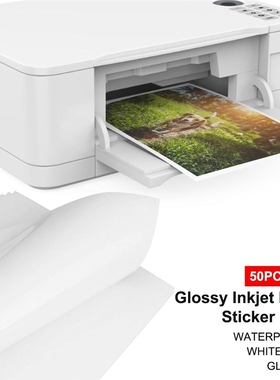 50Pcs A4 Sticker Photo Paper Inkjet Printer Label Sheets Wa