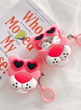 For AirPod 2 Case 3D Lovely Pink Panther Cartoon Soft Silic