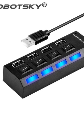 4 Ports USB Hub 2.0 High Speed 480Mbps Hub USB On Off Switch
