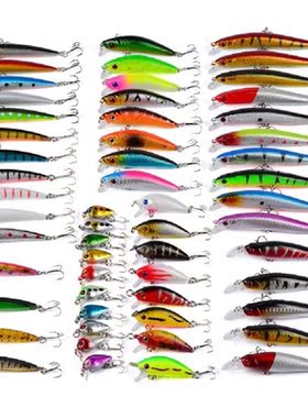 56pcs Topwater Minnow Mixed Fake Lures Simulation Crankbait