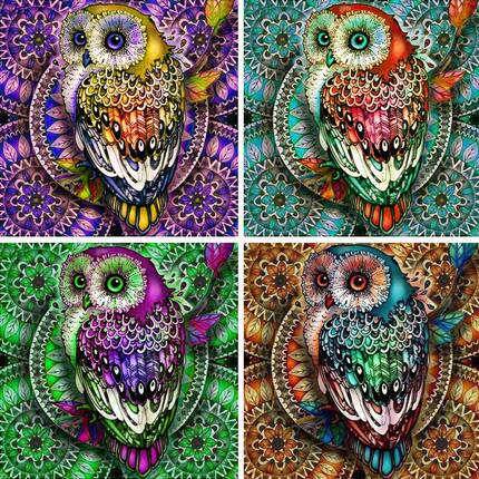 4 Pack Owl 5D DIY Diamond Painting Full Drill Rhinestone