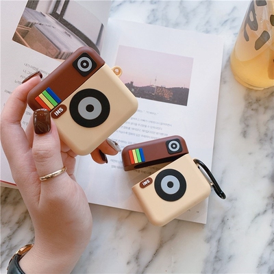 3D camera case for airpods 1 2 funny ins pattern cover soft