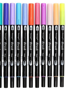 Dainayw Dual Brush Pen Art Markers, Primary, 12 Pack, ABT B
