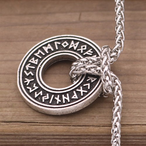 Viking Helmet Rune Coin Necklace Magical Barrier Mens A