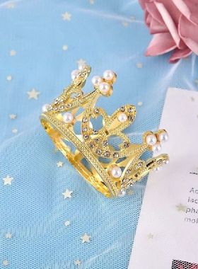 Mini Pearl Crown Cake Decor Luxury Glod Silver Wedding