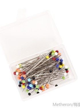 100pcs/set 38mm Sewing Needles Multi Colored Glass Head Bead