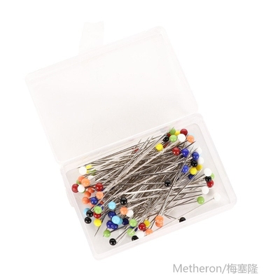 100pcs/set 38mm Sewing Needles Multi Colored Glass Head Bead