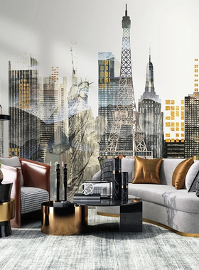 Custom 3D Architectural Mural Statue Of Liberty Retro