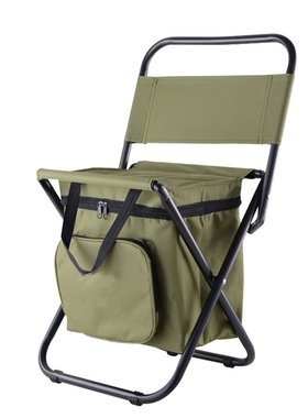 Folding Camping Fishing Backrest Chair with Cooler Insulated