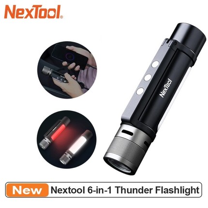 NEXTOOL 6-in-1 1000lm Dual-light Zoomable Alarm Flashlight U