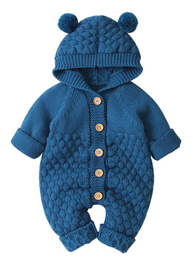 2022 New Autumn Children Overalls For Baby Hooded Knitted Ju