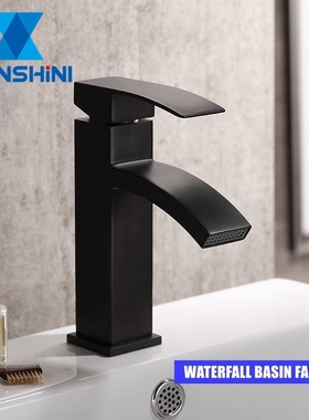 Waterfall Basin Faucet Water Mixer Tap Bathroom Faucet Black