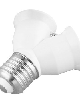 E27 to E27 One-Divided-Two Light Bulb Base Y Shape Lamp