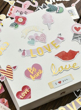 KSCRAFT 70pcs My Sweet Love Foil Gold Paper Die Cut Sticker