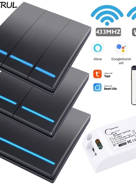 Tuya Smart Life APP WiFi 1/2/3 Gang  push Switch Light RF 43