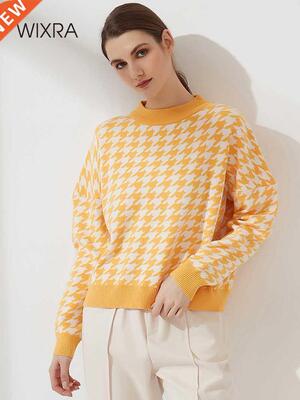 Wixra Korean Style Sweater Women Pullover Casual Geometric L