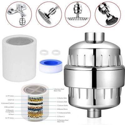 Shower Head Filter Hard Water Softener Cartridge Kit 15 Stag