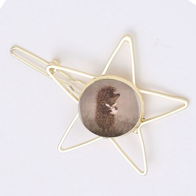 Hedgehog In High Heels Art Hairpins Gold Color Fashion Penta