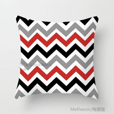Pillow Case Red Geometric Cushion Cover Polyester Decorative