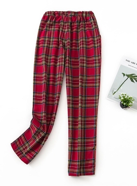 Winter Pants New Large Size Bottoms Pijamas Red Plaid