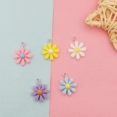 20Pcs Kawaii Resin Little Daisy Sun Flower Charms Pendants F