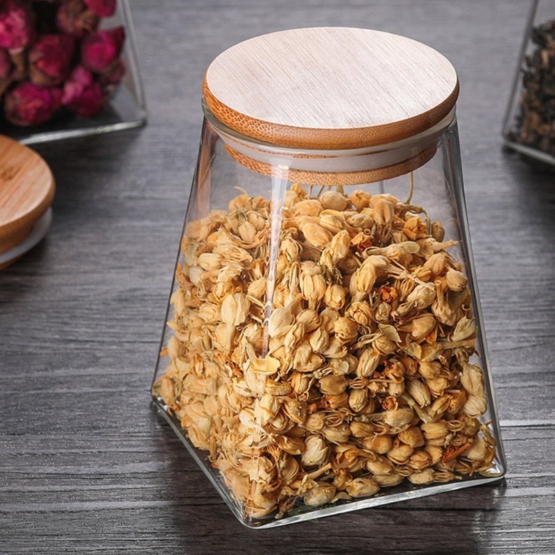 glass jar with wooden lid kitchen storage bottles jars food