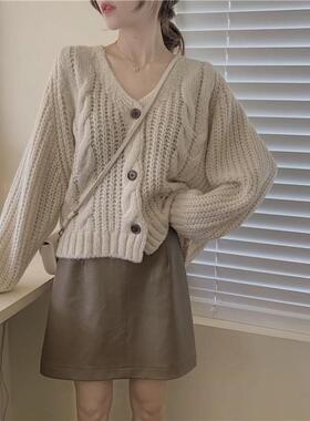 H.SA Women Casual Cardigans 2022 Fall Winter Twsied Sweater