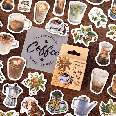 45pcs/box Coffee Series Mini Stickers Journal Scrapbooking