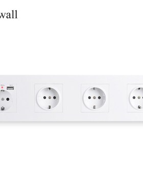 COSWALL 4 Gang Wall EU Socket Grounded  Dual USB Charging