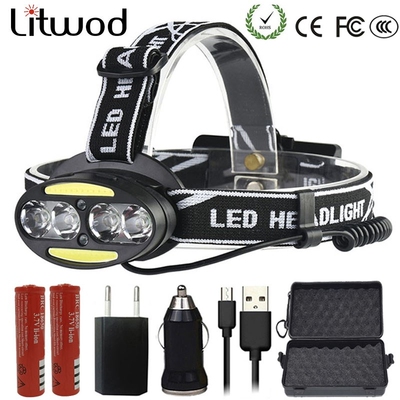 Litwod Z25 Headlight head lamp 4* T6 +2*COB+2*Red LED HeadL