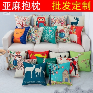 The linen pillows are on the couch, on the side of the car,