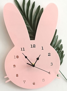 Nordic Wooden Rabbit Shaped Wall Clock Kids Room Decor Gend