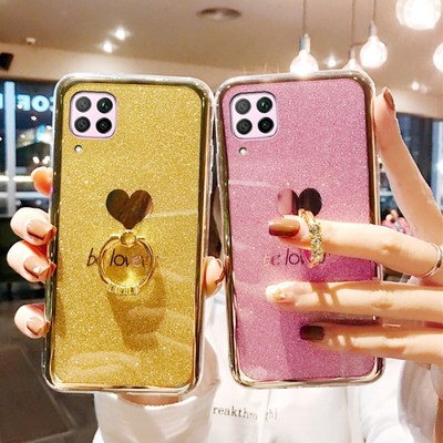 Bling Plating Love Heart Phone Case For Huawei P40 P30 P20 L