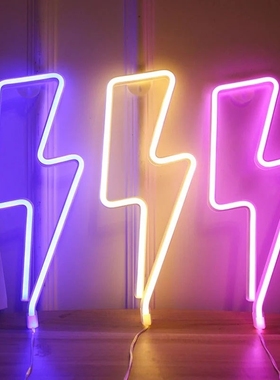 Colorful LED Neon Sign Lightning Shaped Night Light Decorat
