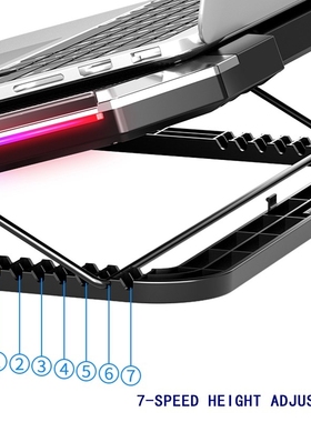 NOXI Gaming Laptop Cooler Six Fan Led Screen Two SB Port RGB