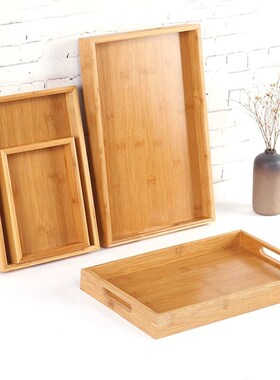Wooden Bamboo Serving Tray Kung Fu Tea Cutlery Trays Storage